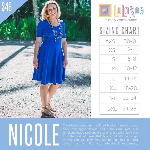 LuLaRoe Nicole Dress XL 18-20 A-Line Blue Grey with Gold Ringer New With Tags! - Picture 10 of 10